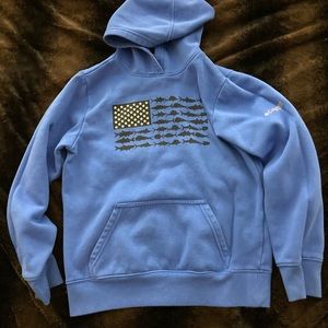 Blue, Columbia brand sweatshirt.